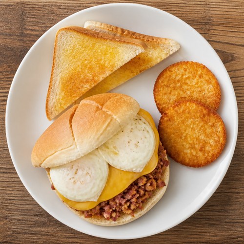 Corned Beef Hash & Egg Sandwich