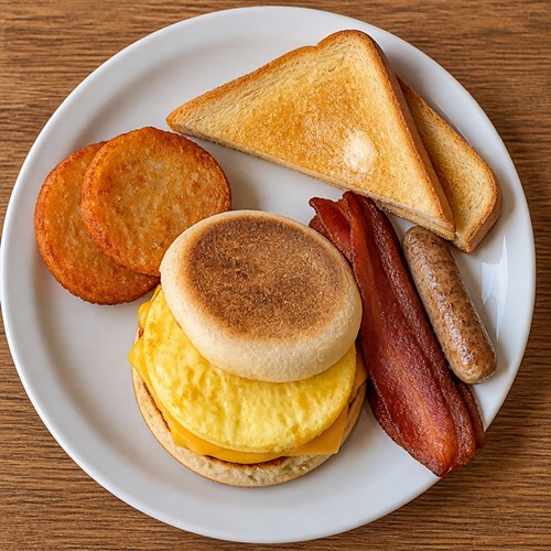 Egg Sandwich + Turkey Bacon or Turkey Sausage