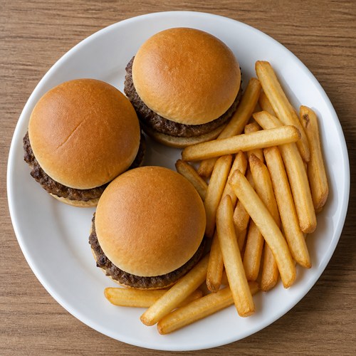 Three Mini Cheeseburgers