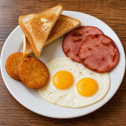 Two Eggs + Canadian Bacon