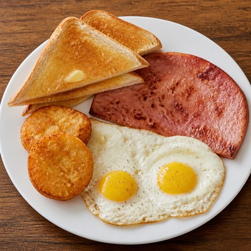 Two Eggs + Ham, Bacon or Sausage